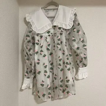 시스루 자수 블라우스