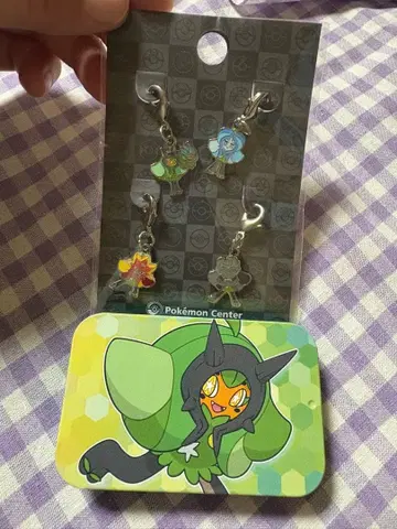 포켓몬 센터 키링 세트 4개 캔 케이스 포함