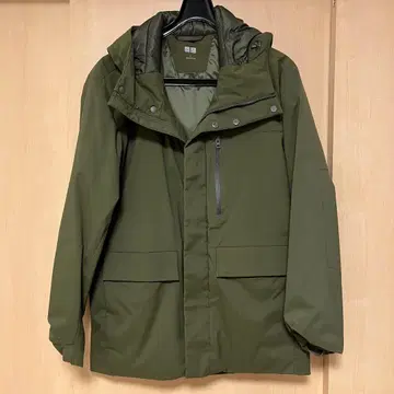 UNIQLO 유니클로 하이브리드 다운 후드티 카키 S 사이즈
