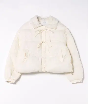 프론트 리본 디자인 카라 보아 에코 다운 자켓