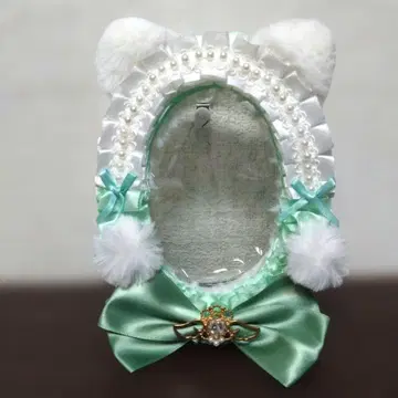 고양이 귀 장식 봉제 인형 파우치 봉제 인형 케이스 그린