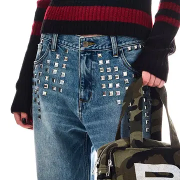 [ BEEDEN ] METAL STUDS SEMI LOOSE DENIM