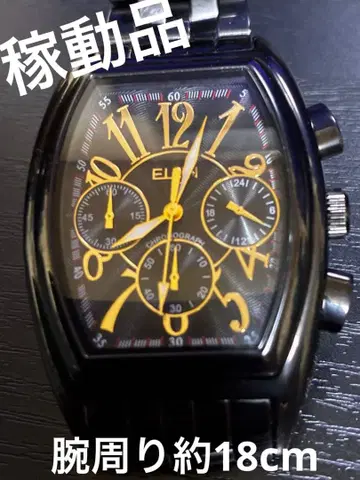 작동품 엘진 크로노그래프 블랙 다이얼 남성용 쿼츠