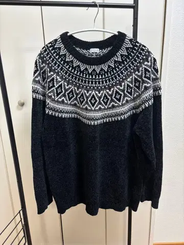 노르딕 무늬 플리스 스웨터 3L