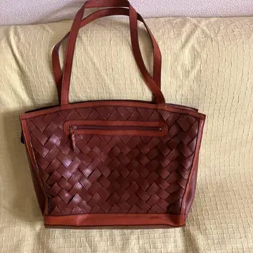 뜨개질 가죽 토트백