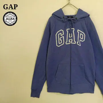 GAP 갭 후드티 집업 아치 로고 자수 보라색 퍼플 S