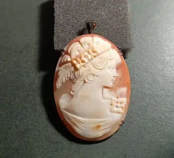 레어 빈티지 카메오 브로치 펜던트 탑 SILVER 각인