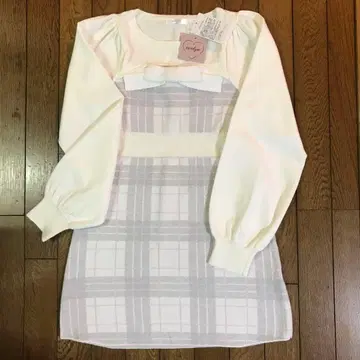 에블린 미니 원피스 리본 체크 니트 op