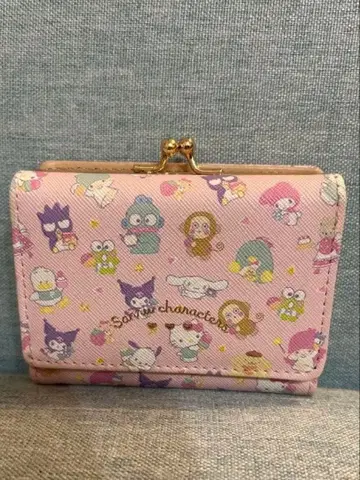 산리오 캐릭터 3단 폴더형 지갑 핑크