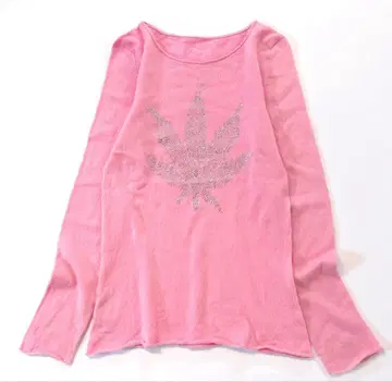 [퓨어 캐시미어 100%] 루시앙페라피네 스와로브스키 헴프 패턴 핑크