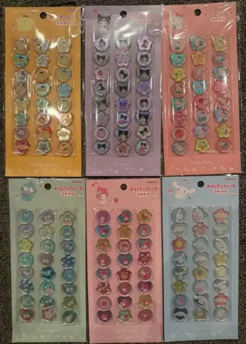 [정품] 산리오 딱지 모양 씰 딱지 키티 쿠로미 6장 세트