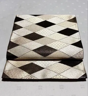 새상품급 기모노 오비 순수 실크 기하학 문양 후쿠로 오비 (육통) 선착순