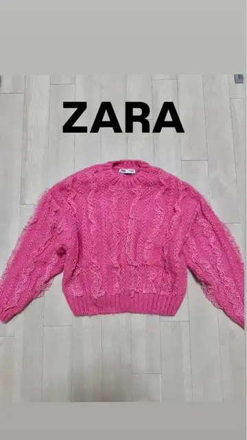 ZARA 핑크 케이블 니트 스웨터