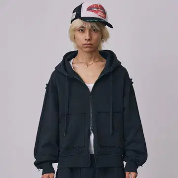 a2o 컷오프 후드 맨투맨 블랙 M 사이즈