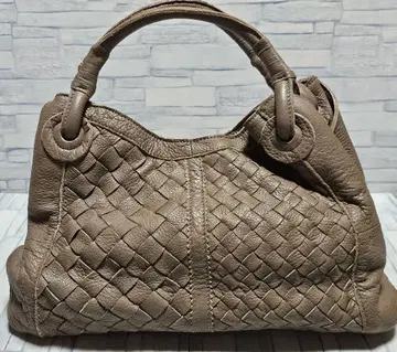 goa 뜨개질 디자인 베이지 가죽 핸드백