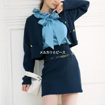 스나이델 발리에 니트 자켓 스커트 셋업 네이비 양산 가을/겨울