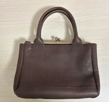 아사쿠사 칸미 숄더백 2way 가죽 가마구치 핸드백 브라운 계열