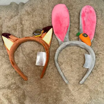 [ 주토피아 ] 닉 & 주디 머리띠 2점 세트 새상품급 상하이 디즈니