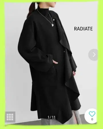 새상품 32000엔 RADIATE 프릴 디자인 코트 블랙
