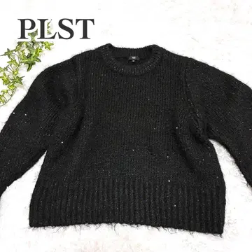 PLST 스팽글 백 슬릿 스웨터 니트 블랙 M