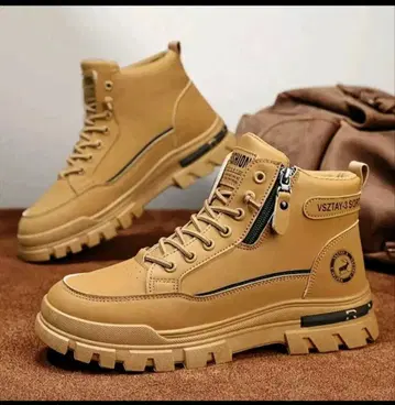 카키 지퍼 달린 하이컷 부츠 26cm