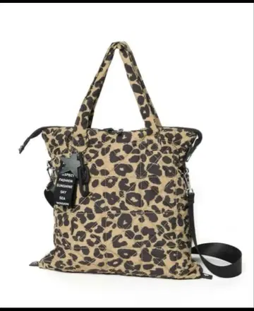 BAYFLOW 베이플로우 참 포함 3WAY 퀼트 토트 레오파드