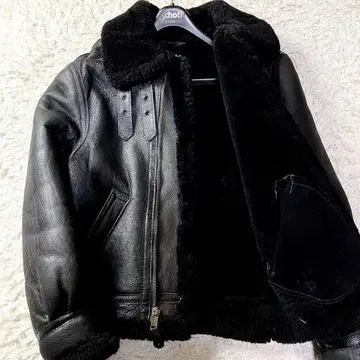 구하기 어려움/새상품급 쇼트 B-3 무스탕 자켓 가죽 자켓 블랙