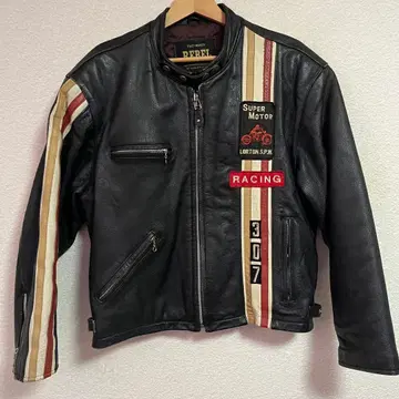 REBEL 가죽 소가죽 레이싱 싱글 라이더 자켓 S