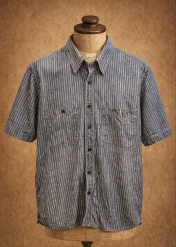 베라폰테 belafonte 스트라이프 패턴 반팔 워크 셔츠