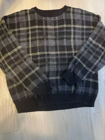 BILL BLASS 체크 무늬 니트 스웨터 XL