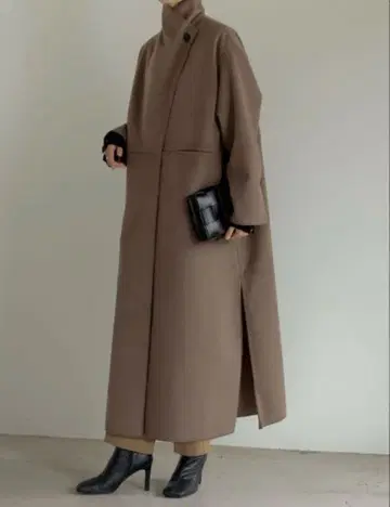 [2세트] 컷 멜톤 머플러 부착 롱 코트