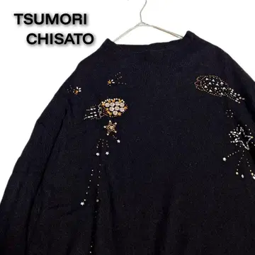 TSUMORI CHISATO 골드&실버 비쥬 니트 2 블랙 오버사이즈