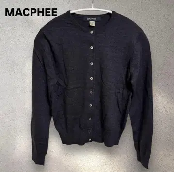 맥피 MACPHEE 플레인 린넨 크루넥 가디건 울
