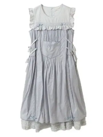 미사용 새상품 핑크하우스 배색 로운 레이어드 원피스