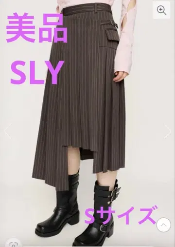 SLY WRAP PLEATS 미디엄 스커트 비대칭 스커트