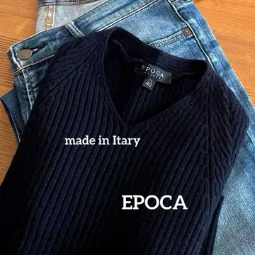 이탈리아제 에포카 EPOCA 캐시미어 울 고급 리브 V넥 니트