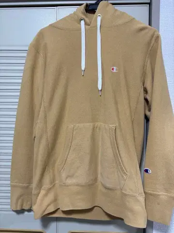 Champion 베이지 후드 부착 후드티