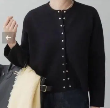 IENA 더블 페이스 스냅 가디건 블랙