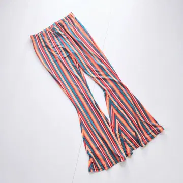 70s 레트로 멀티 스트라이프 플레어 팬츠 벨보텀 S/M 독일