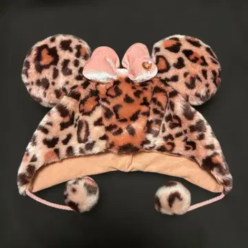 새상품급 디즈니 팬캡 레오파드 무늬 핑크 미니 레오파드