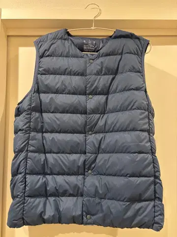 무인양품 경량 다운 노카라 베스트 남성용 L 사이즈 스모키 블루