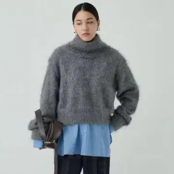 chaos 마쉬멜로우 니트 그레이 모헤어 터틀넥 카오스