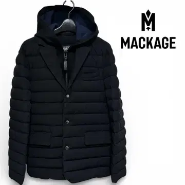 MACKAGE 탈부착 가죽 파이핑 다운 자켓 네이비 36