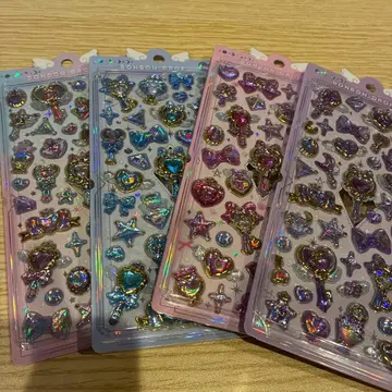 쿠리아 모자 꽁지 드롭 마법 지팡이 씰 스티커 보라색 퍼플