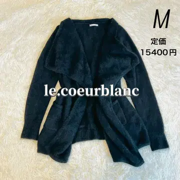 잡지 게재 le.coeurblanc [ 페렛 퍼 롱 가디건 ] 니트 블랙