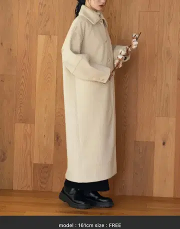 hinari 미니 샤기 롱 코트 아이보리 S 사이즈