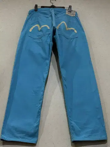 에비수 LOT2005 카모메 페인트 컬러 팬츠 스카이블루 빅 사이즈 36