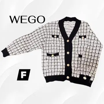 W C 트위드풍 니트 가디건 블랙 x 화이트 프리 사이즈