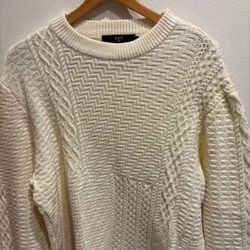 SHIPS 아이보리 케이블 니트 스웨터 L