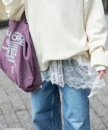 슬로브 이에나 레이스 콤비 티셔츠